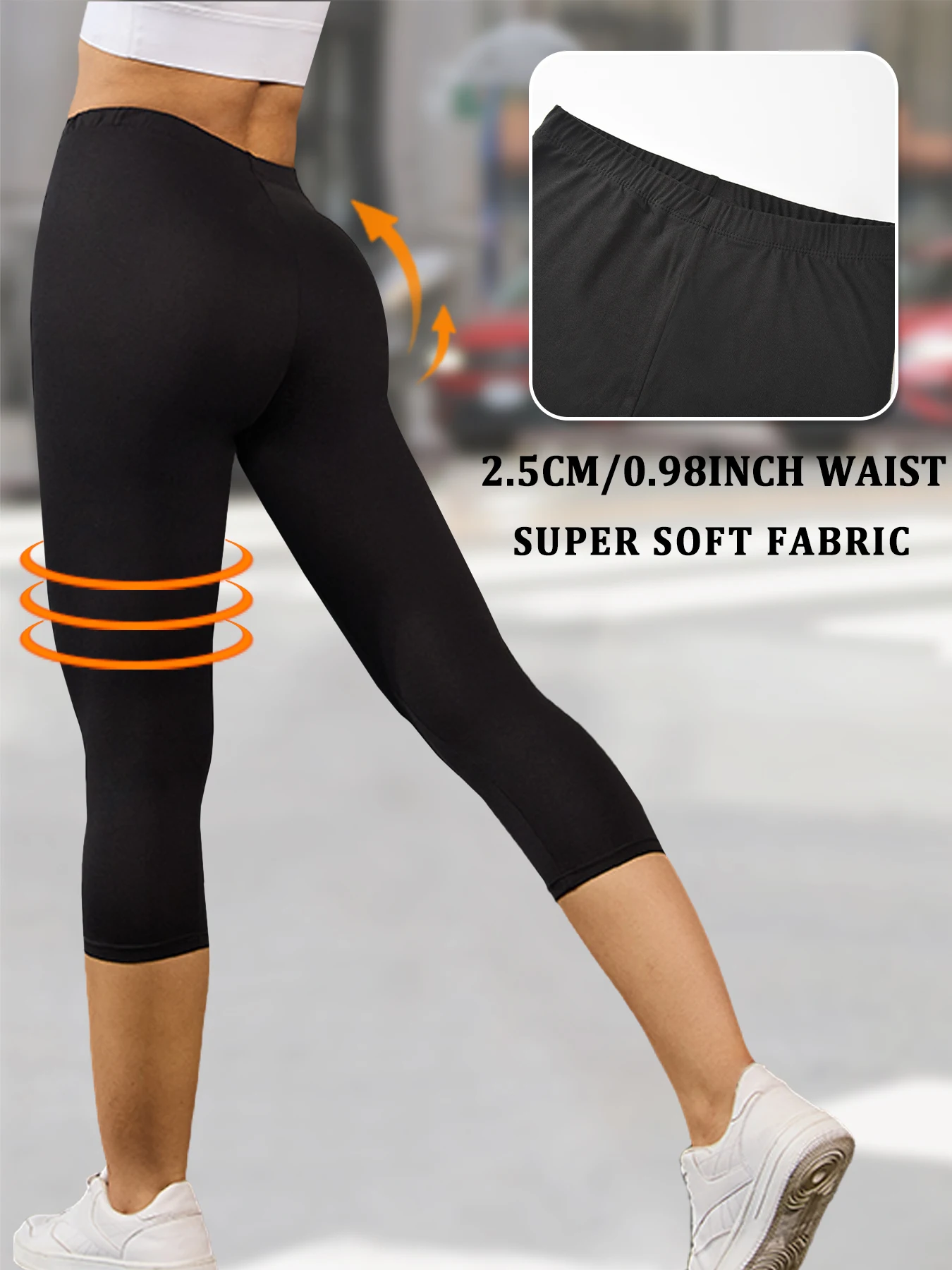 

Women's High Waisted Capri Pants Super Soft No See Through Workout Yoga Running Athletic push up gym fitness Leggings