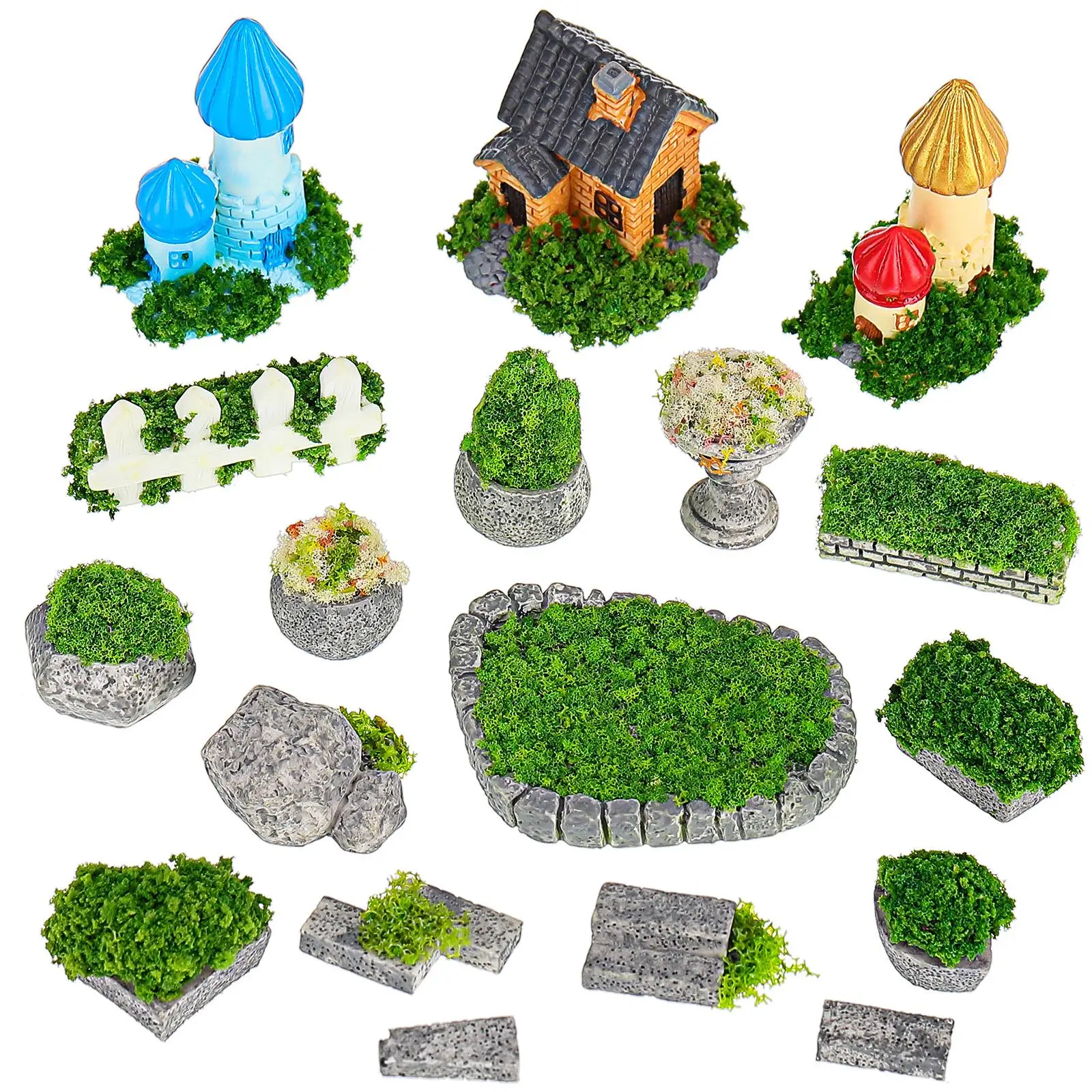 

Resin Small Ornaments Garden Decorations Desk Accessories 6 Pcs Micro Landscape Miniature Figurines Mini Garden Kit Mini Trees