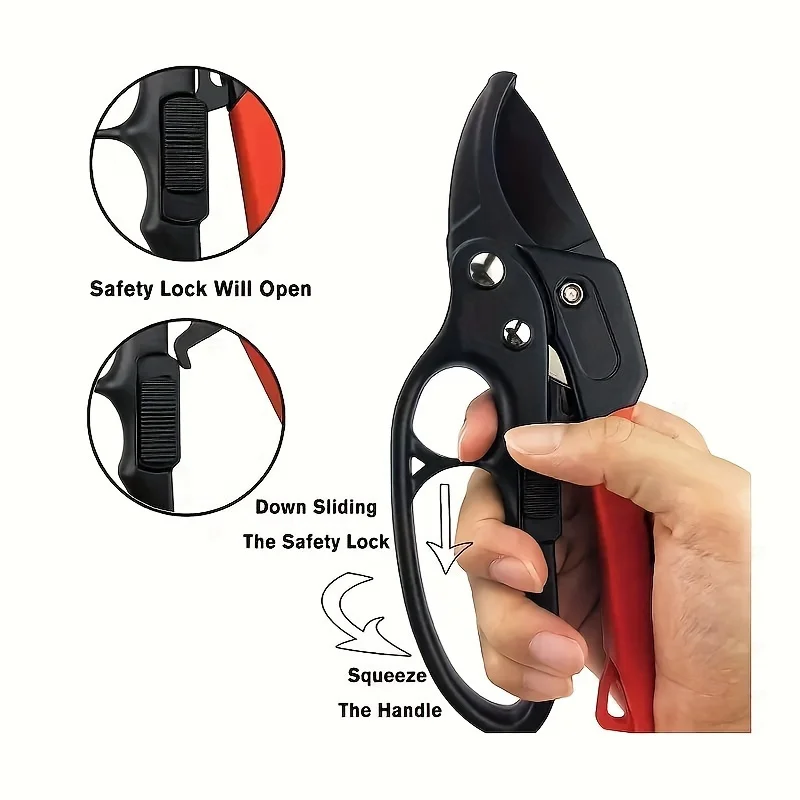 1pc professional ratchet anvil branch shears, segmented pulley pruning cutter, labor-saving manual branch scissors for garden and fruit tree trimming, with ratchet mechanism and anvil groove design, reinforced handle structure, gardening shears - view 3