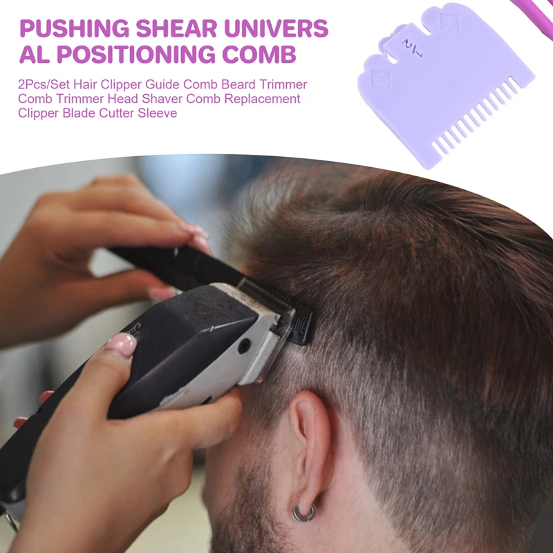 2Pcs/Set Hair Clipper Guide Comb Beard Trimmer Comb Trimmer Head Shaver Comb Replacement Clipper Blade Cutter Sleeve