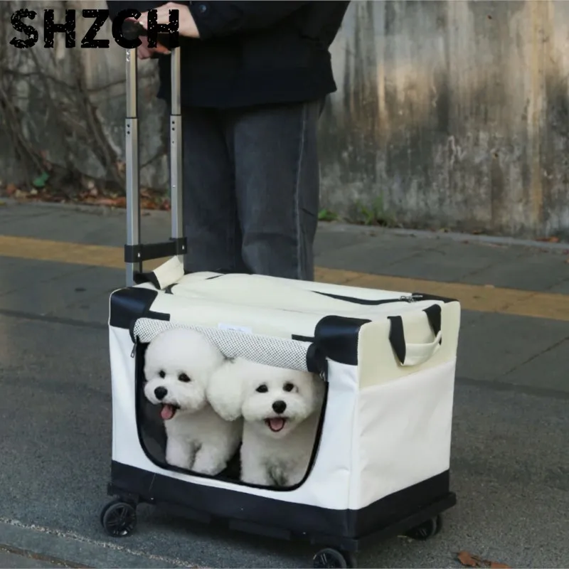 Large Capacity Breathable And Spacious Pet Suitcase Two Compartments Multiple Cats Carrying Bag Portable  Dog And Cat Cage