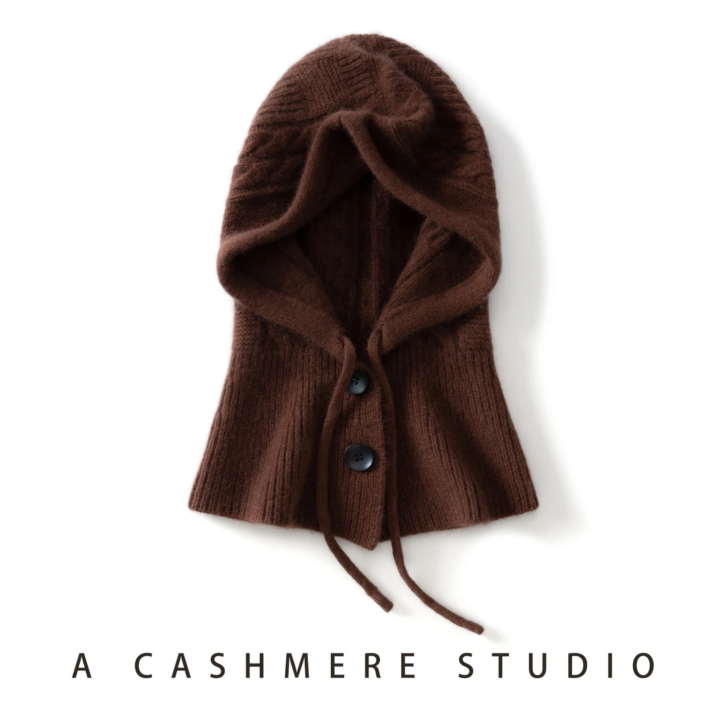 

MERRILAMB 100%Quality Cashmere Balaclava Cap Women Warm Ring Scarf Beanie Hat Windproof Hooded Button-up Neck Collar Knitted Hat