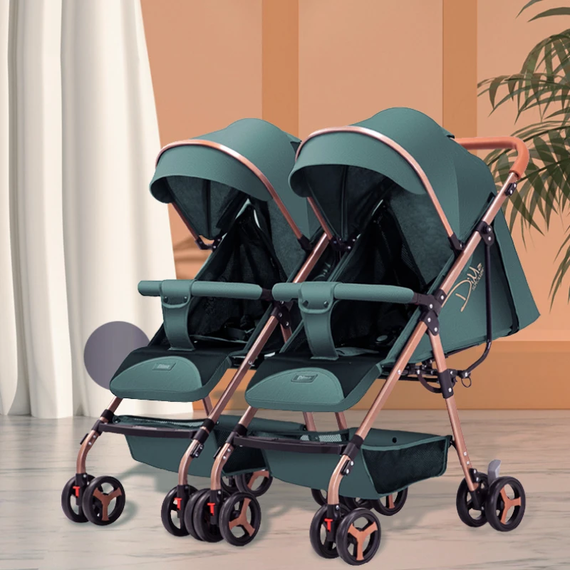 

74 Twin Baby Stroller - Ultra-Light, Foldable, Portable Double Stroller, Convertible Seat and Recline, Compact Double Pram.