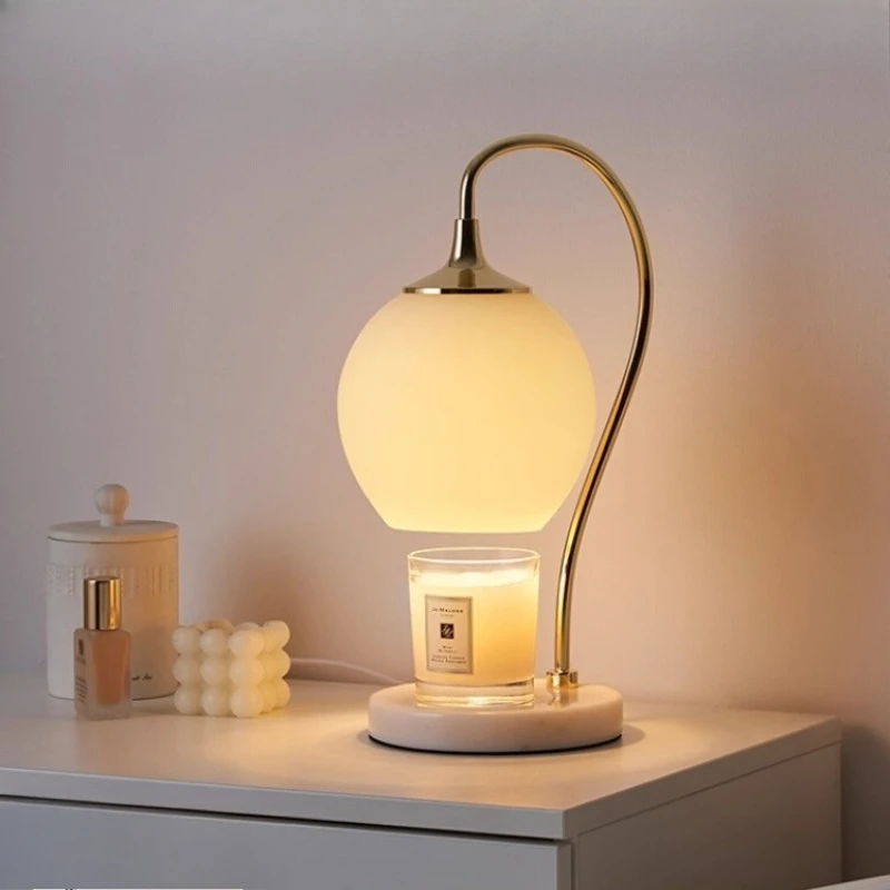 

Moden Marble Base Aromatherapy Candle Table Lamps Glass Lampshade Creative Living Room Bedroom Restaurant Office LED Desk Lights