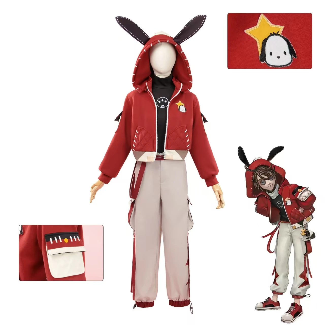 

Game Inspired Red Trench Coat for Men Cosplay Costume, Halloween Carnival Masquerade Party Outfit for Comic Con Role Play