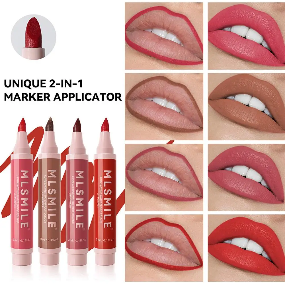 Matte Marker Lipstick Lip Dye Pen Lipliner Cosmetic Waterproof Liner Long Lasting Lipstick Pen Tool Contour Makeup Hydratin P4P0