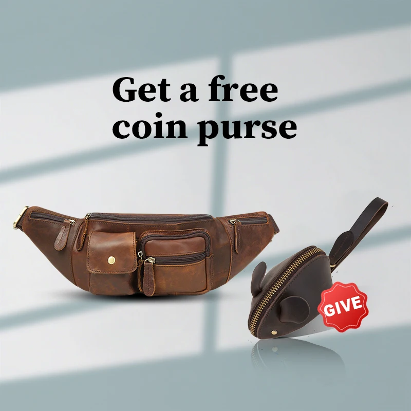 

Genuine leather cow horn chest bag, multifunctional cycling waist bag, large capacity retro crossbody bag