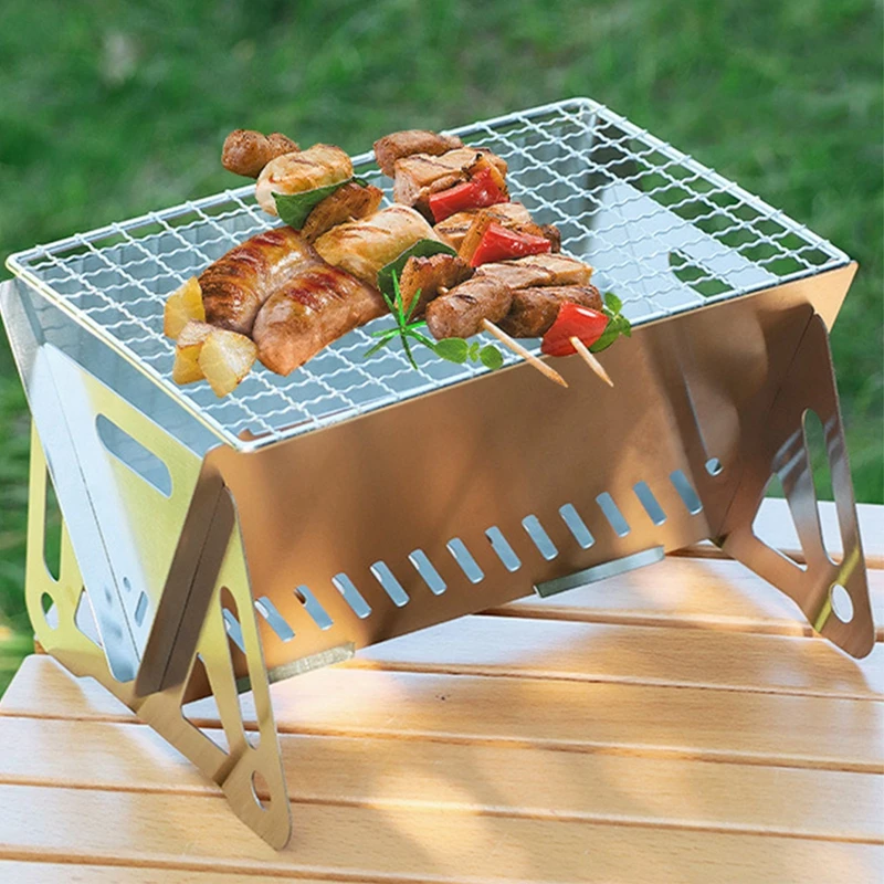 Multipurpose Barbecue Grill Heating Card Stoves Fire Pit for Camping BBQ Grill Rack Net Firewood Stove Stainless Steel BBQ Grill