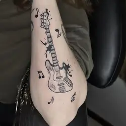 Adesivi per tatuaggi per chitarra elettrica per donna uomo Arm Art tatuaggi temporanei tatuaggio finto impermeabile Punk Moon adesivi per tatuaggi duraturi