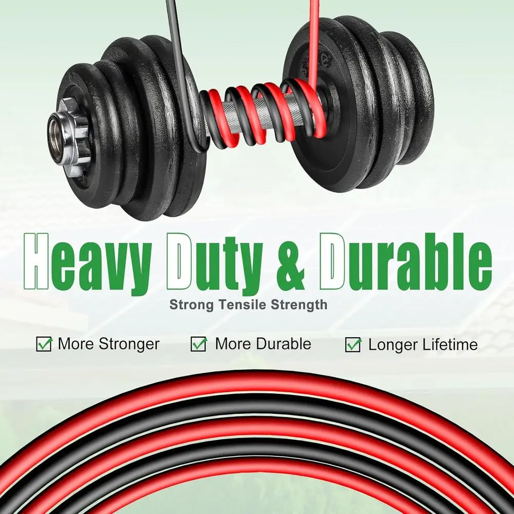 كابل تمديد للطاقة الشمسية بسلك مزدوج 100 قدم - 10AWG (6 مم2) سلك نحاسي معلب للوحة الشمسية للأماكن الخارجية والسيارات والمركبات الترفيهية والقوارب والبحرية