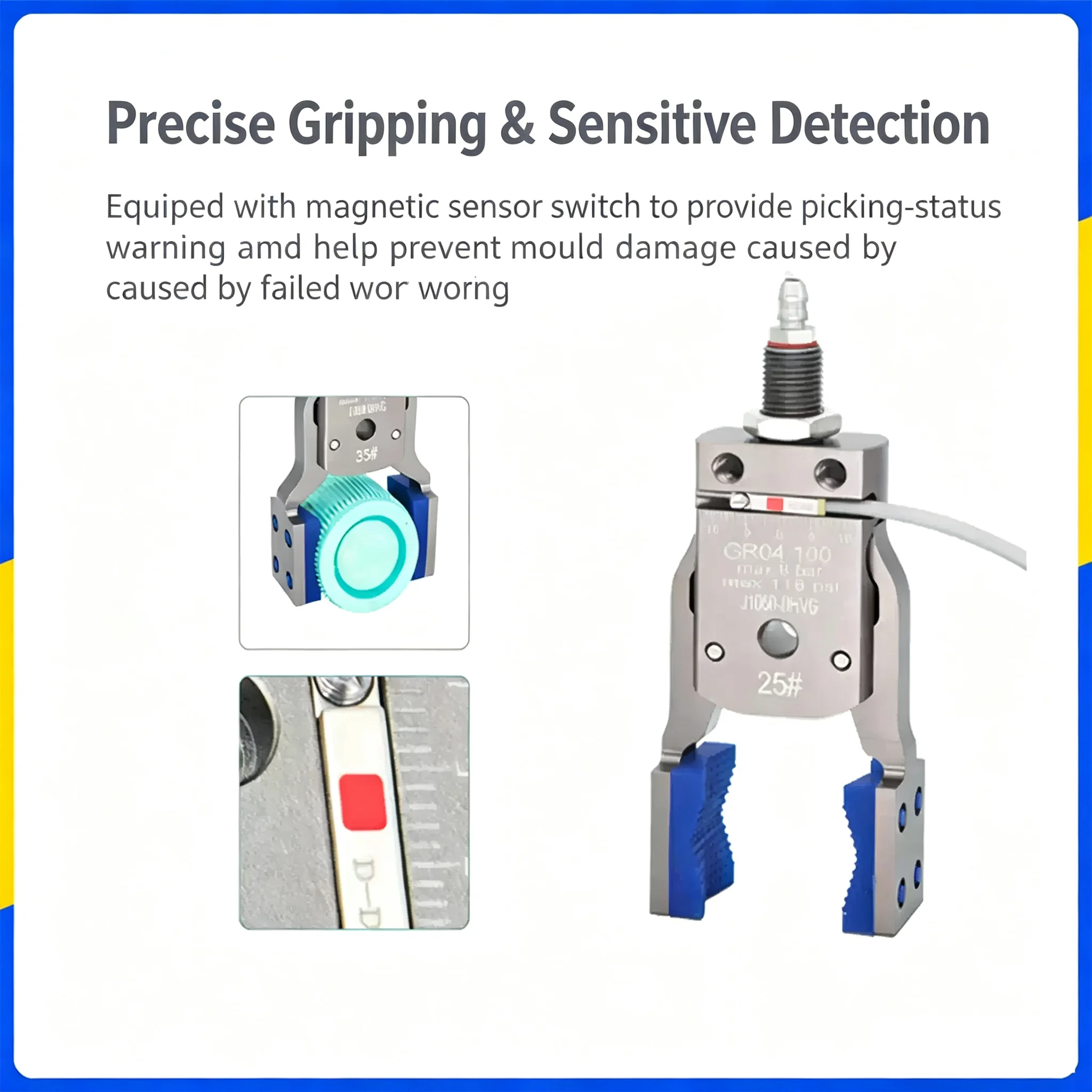 Magnetic Pneumatic Sprue Gripper with Detection for Injection Molding Machine Wide-Special-Shaped Manipulator Fixture DHVG/DVG