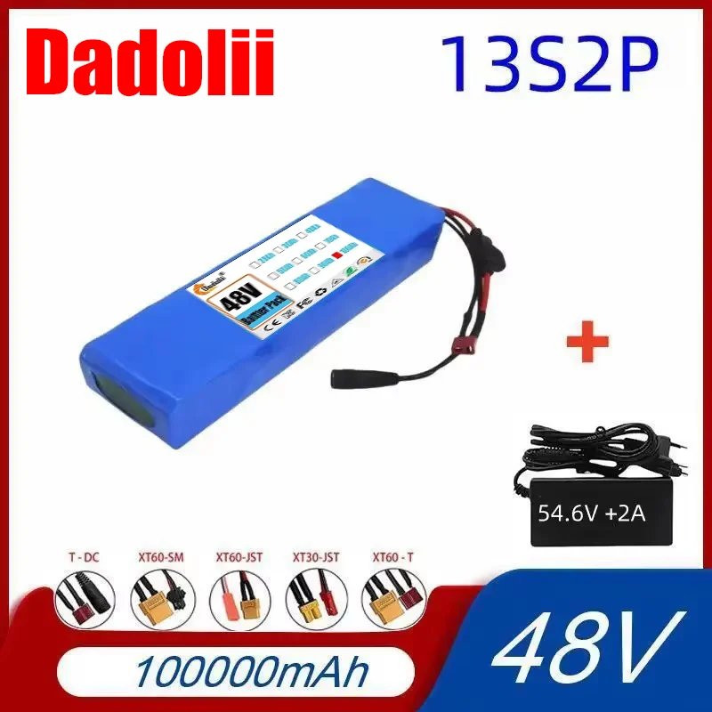 

13S2P 48V 100000mAh 100Ah Lithium-ion Battery Pack with 250W 350W 500W 750W 1000W BMS And a complimentary 54.6V charger