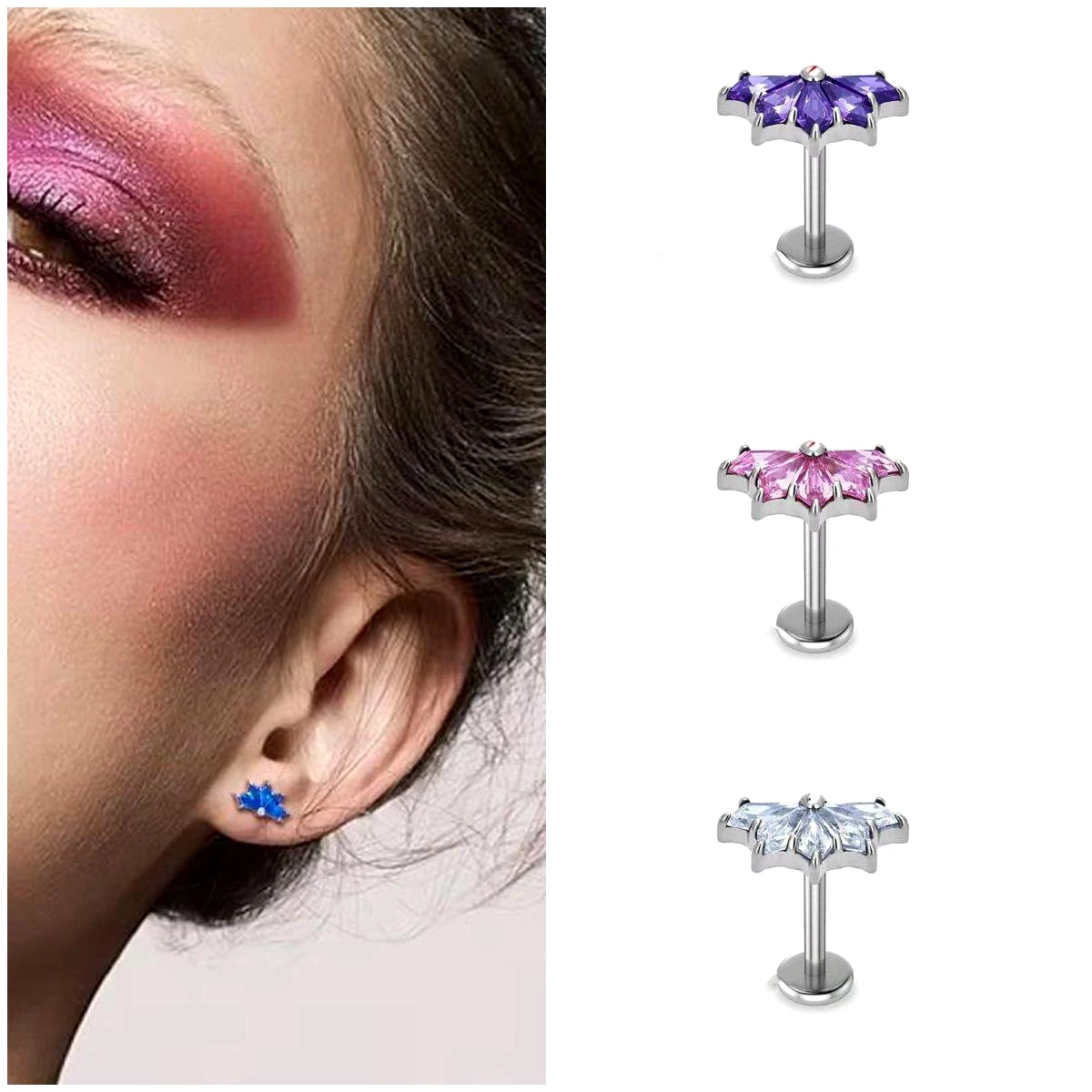 سبائك التيتانيوم ورقة القرط ثقب المجوهرات #1