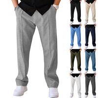Men's spring and summer loose straight leg sports casual pants, men's solid color outdoor slim straight leg pants 2025 new