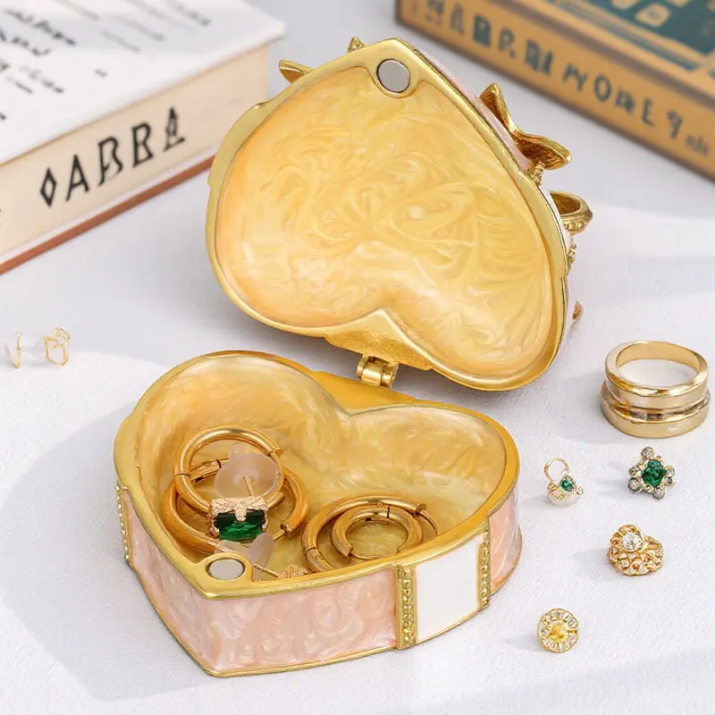 

Heart Shaped Jewelry Box Portable Storage Case Multipurpose Organizer for Rings Earrings Necklaces Travel Gift Box