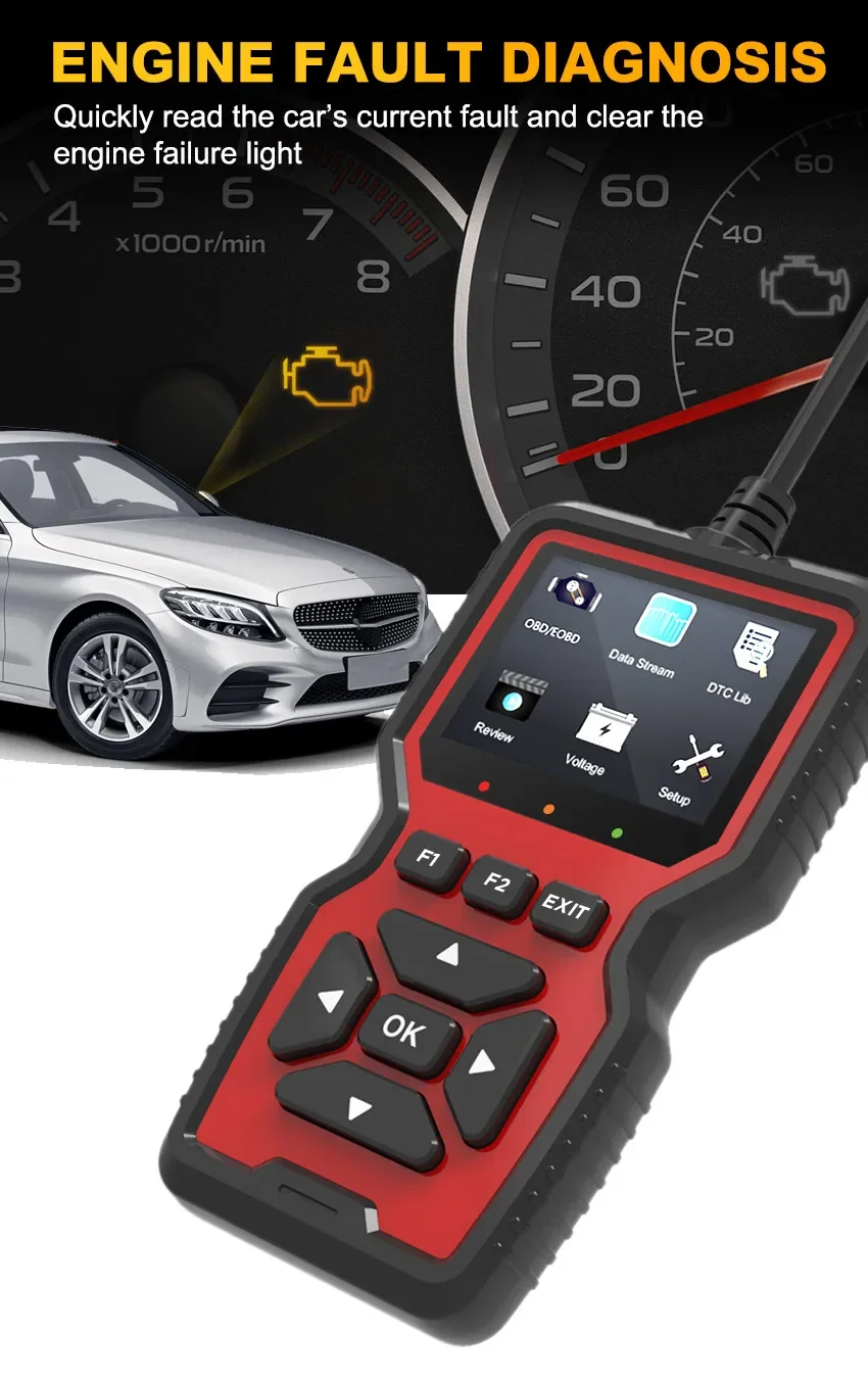 V519 Handheld OBD2 Diagnostic Scanner Universal Car Engine Fault Code Reader Check Emission El,m327 Car Diagnostics