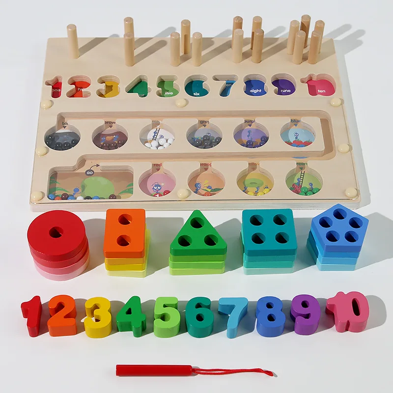 Jouets Montessori pour enfants, labyrinthe de tri magnétique en bois, jeu de société, géométrie des couleurs, apprentissage de la Cognition, jouets éducatifs pour enfants