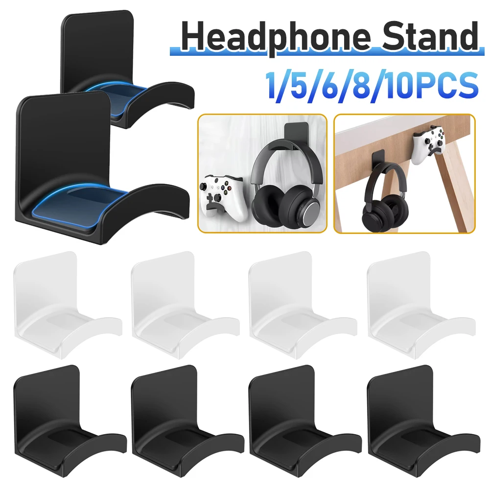 Universal Headphone Stand Adhesive Headphone Hanger Headphone Holder for Easy Damage-Free Wall Desk Or PC Mounting