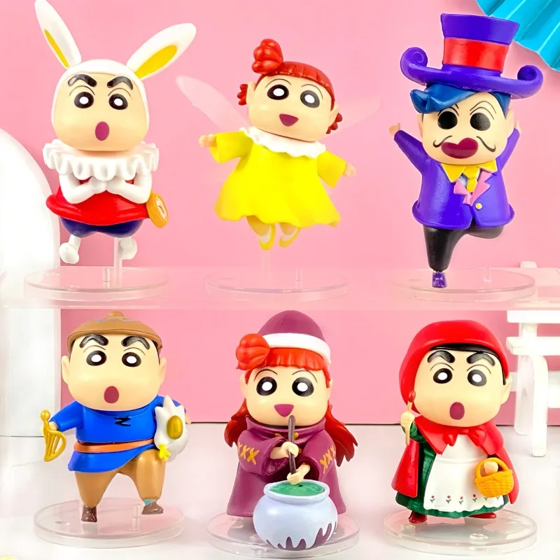 Crayon Shin-chan Fairy Tale Series Anime Figurine Car Decoration Model Toy for Friends or Children Gifts