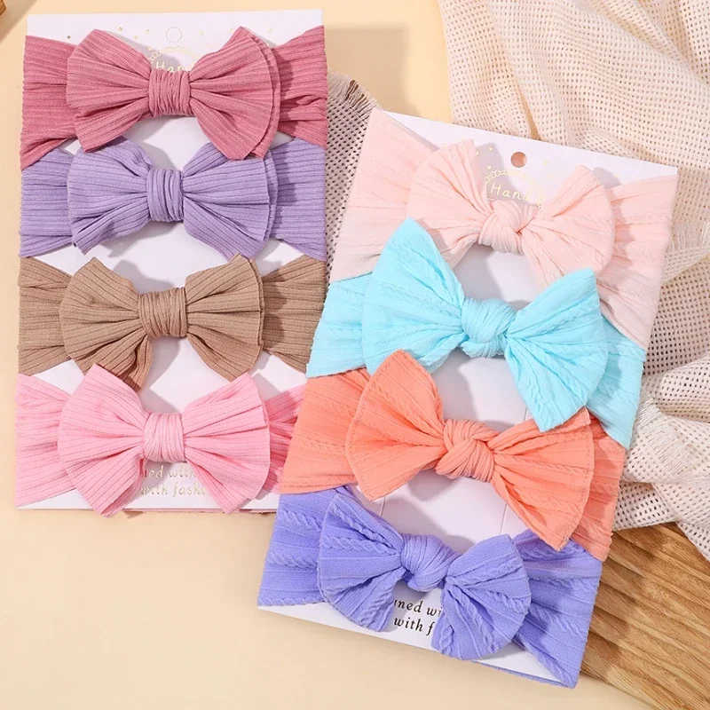 48colors Newborn Baby Headband Girls Elastic Knit Children Turban Baby Bows Soft Nylon Kids Headwear Toddler Hair Accessories