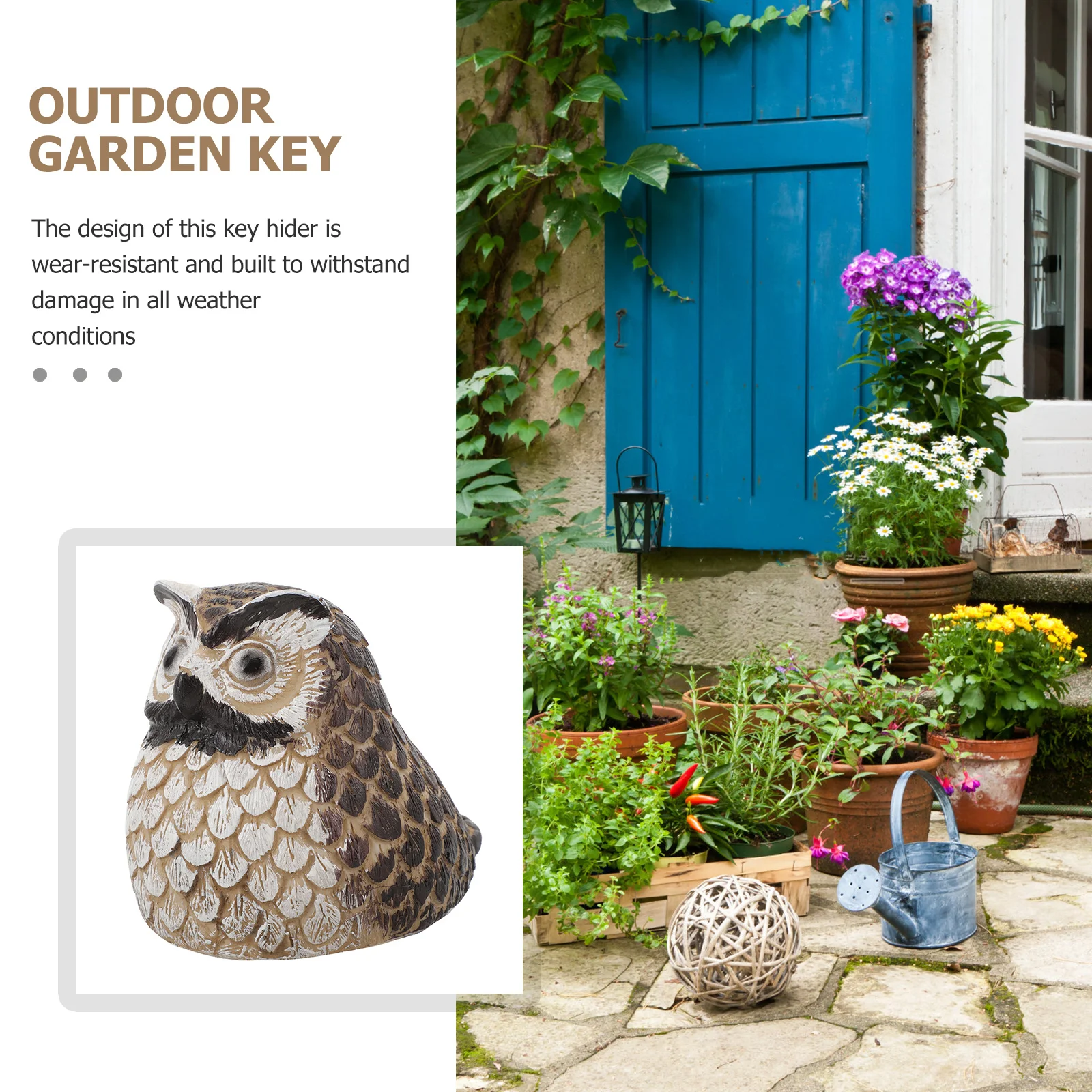 

Garden Key Hider Resin Owl Shape Weatherproof Outdoor Key Storage Container Safe Material Front Yard Decorations Outdoor