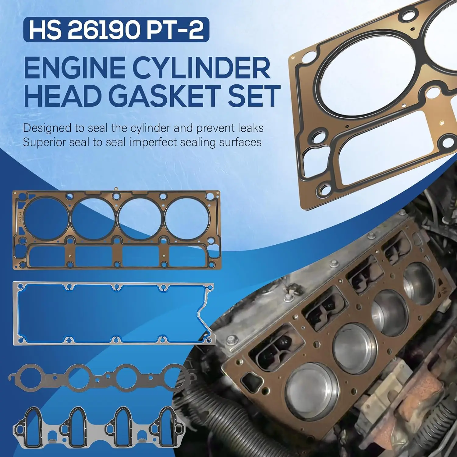 HS 26190 PT-2 Engine Cylinder Head Gasket Set Intake Manifold Gaskets Superior Seal Replacement for Chevrolet GMC Buick Rainier