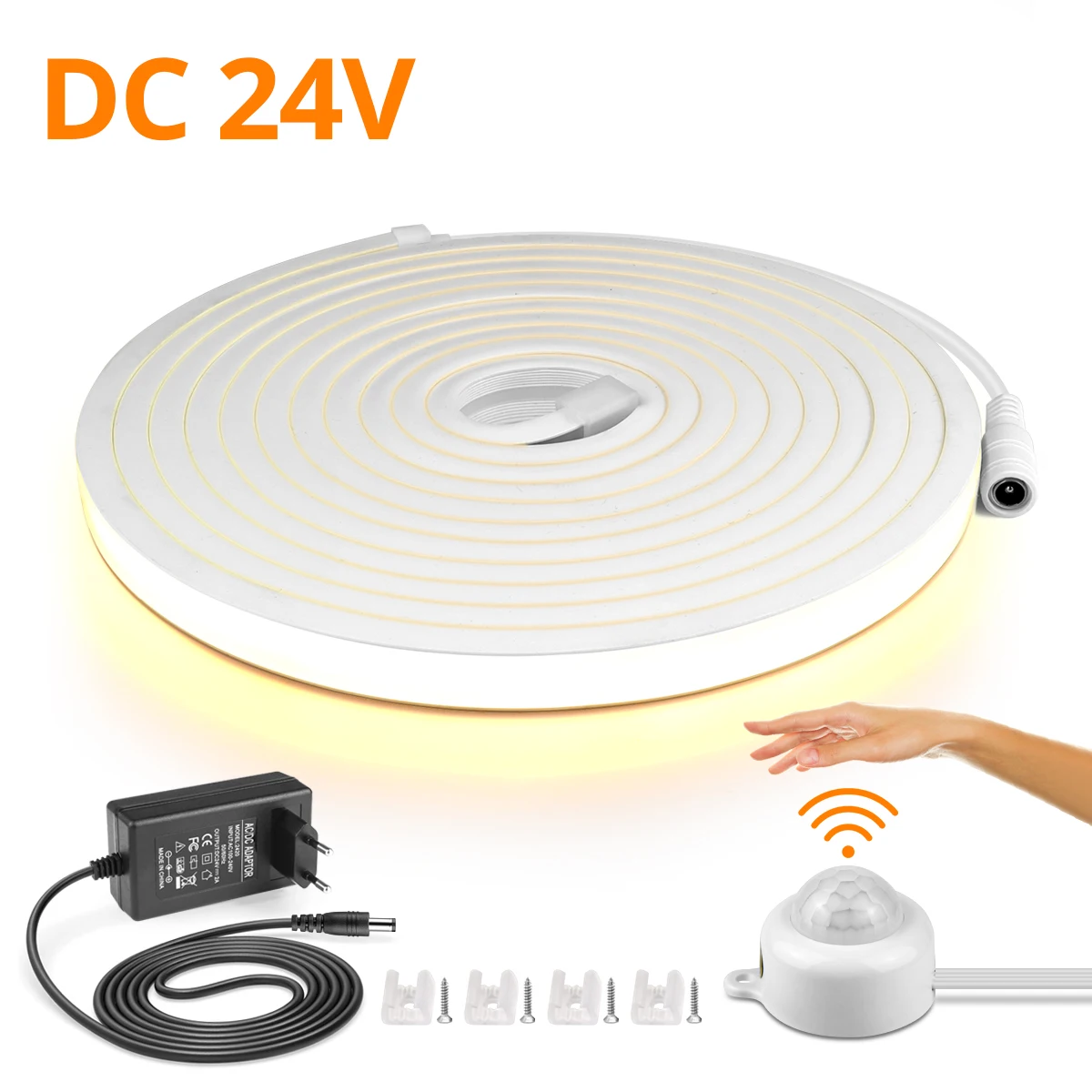 Taśma neonowa LED z czujnikiem ruchu 24V COB Led Tape Wodoodporna ludzka indukcyjna nocna inteligentna lampa detektora bezpieczeństwa do schodów