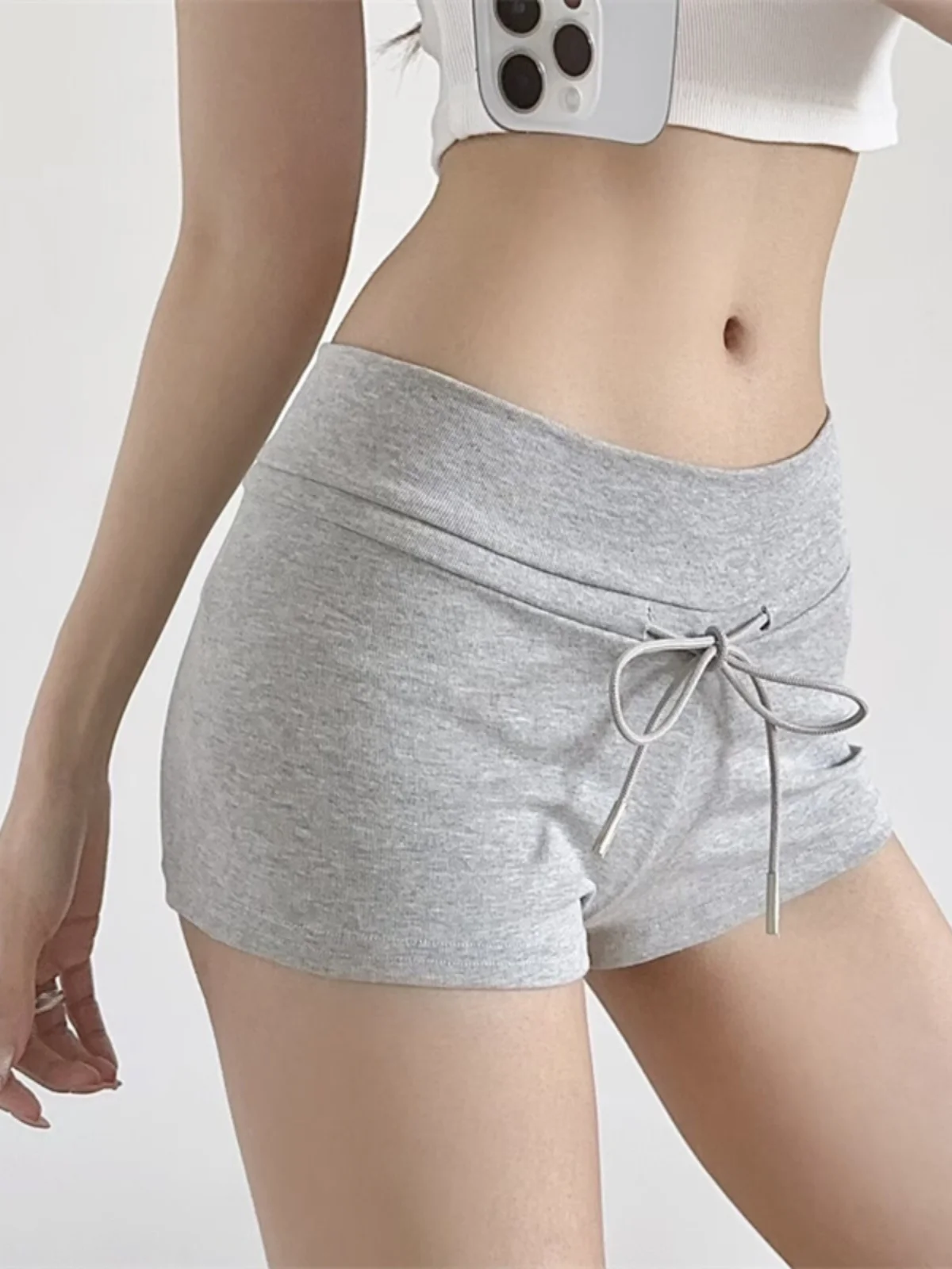 Hohe Taille Elastische Taille Dstring Sport orts Frauen Sommer Lose Beiläufige Gerade Bein Breite Bein Hot Pants Straße Sle