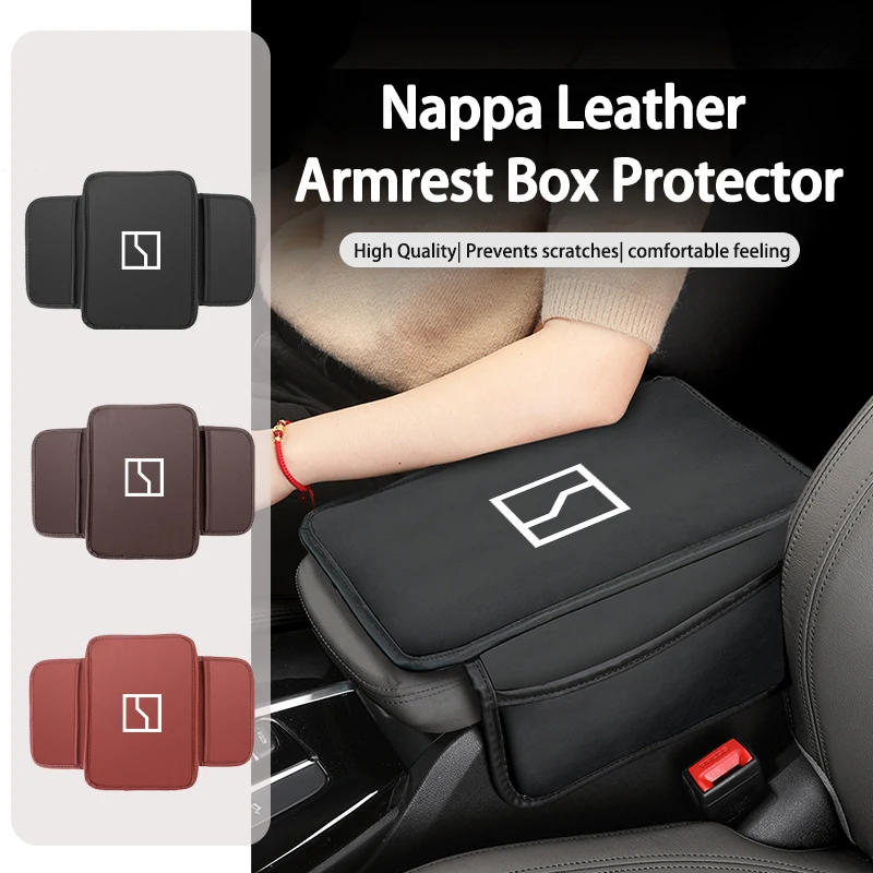 Leather Car Armrest Box Console Protector Storage Pocket For Zeekr 001 2021 2022 2023 EV 2021-2023 009 Krypton