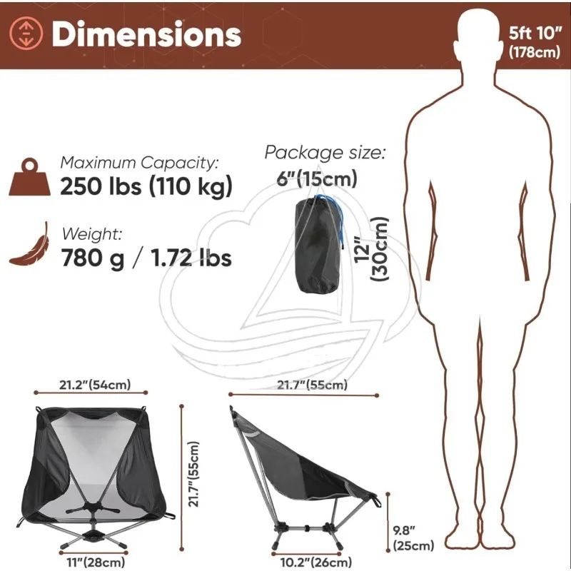 780g Ultralight Moon Chair Aluminum Alloy Portable Folding Chair For Hiking Backpacking Outdoor Travel