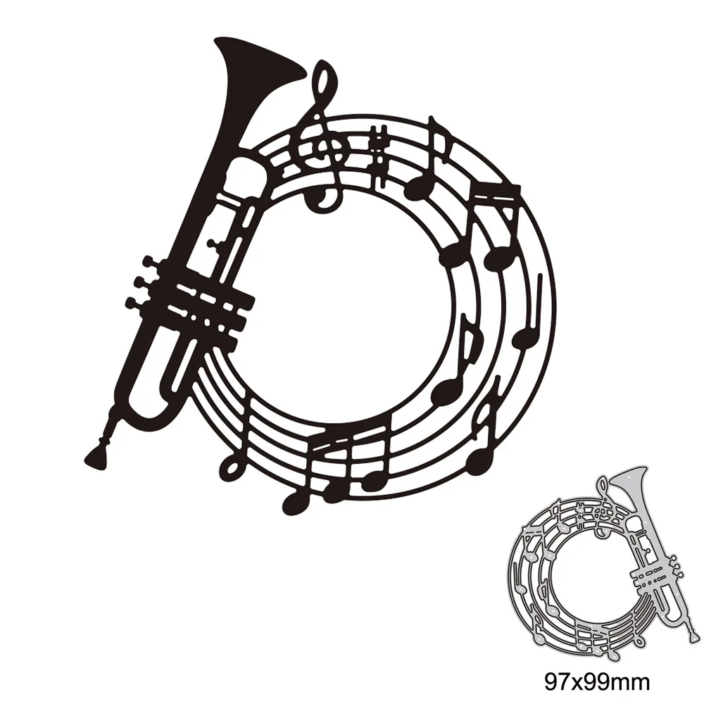 

Elegant Trumpet Music Notes Metal Cutting Dies For DIY Scrapbook Cutting Die Paper Cards Embossed Decorative Craft Die Cut New