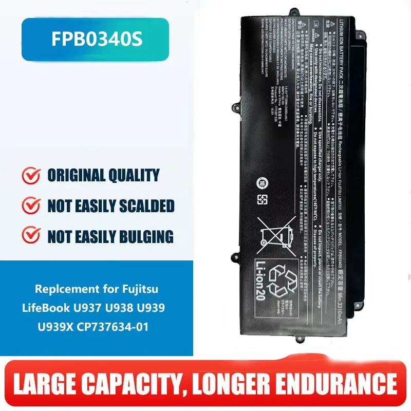 Laptop Battery FPB0340S FPCBP536 compatible with  Fujitsu LifeBook U937 U938 U939 U939X CP737634-01