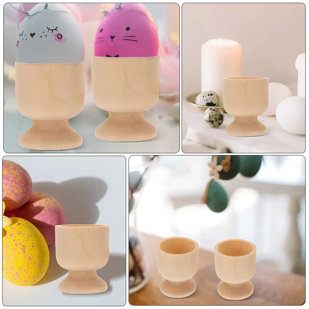 

12Pcs Cup Shaped Wooden Egg Holding Stand Easter Egg Painting Tool DIY Unfinished Wood Craft Decorative Display Holder for Home