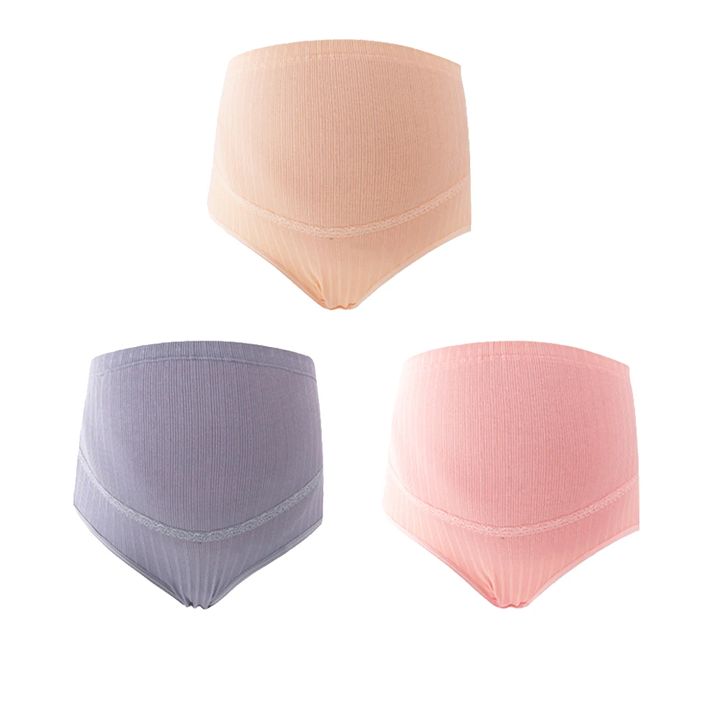 

3 Pcs High Waisted Maternity Underwear Stretchy Pants for Pregnant Women Briefs Breathable Cross over Classic Design