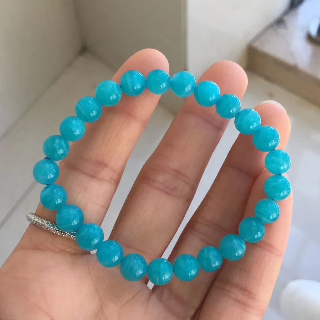 

7mm Natural Blue Amazonite Stone Bracelet For Women Lady Men Healing Gemstone Reiki Crystal Round Beads Strands Jewelry AAAAA