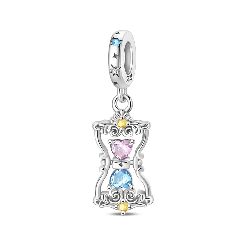 925 Sterling Silver Rotatable Hourglass Time Charms Pendant Fit Original Bracelet Necklace DIY Meaningful Women Jewelry Birthday