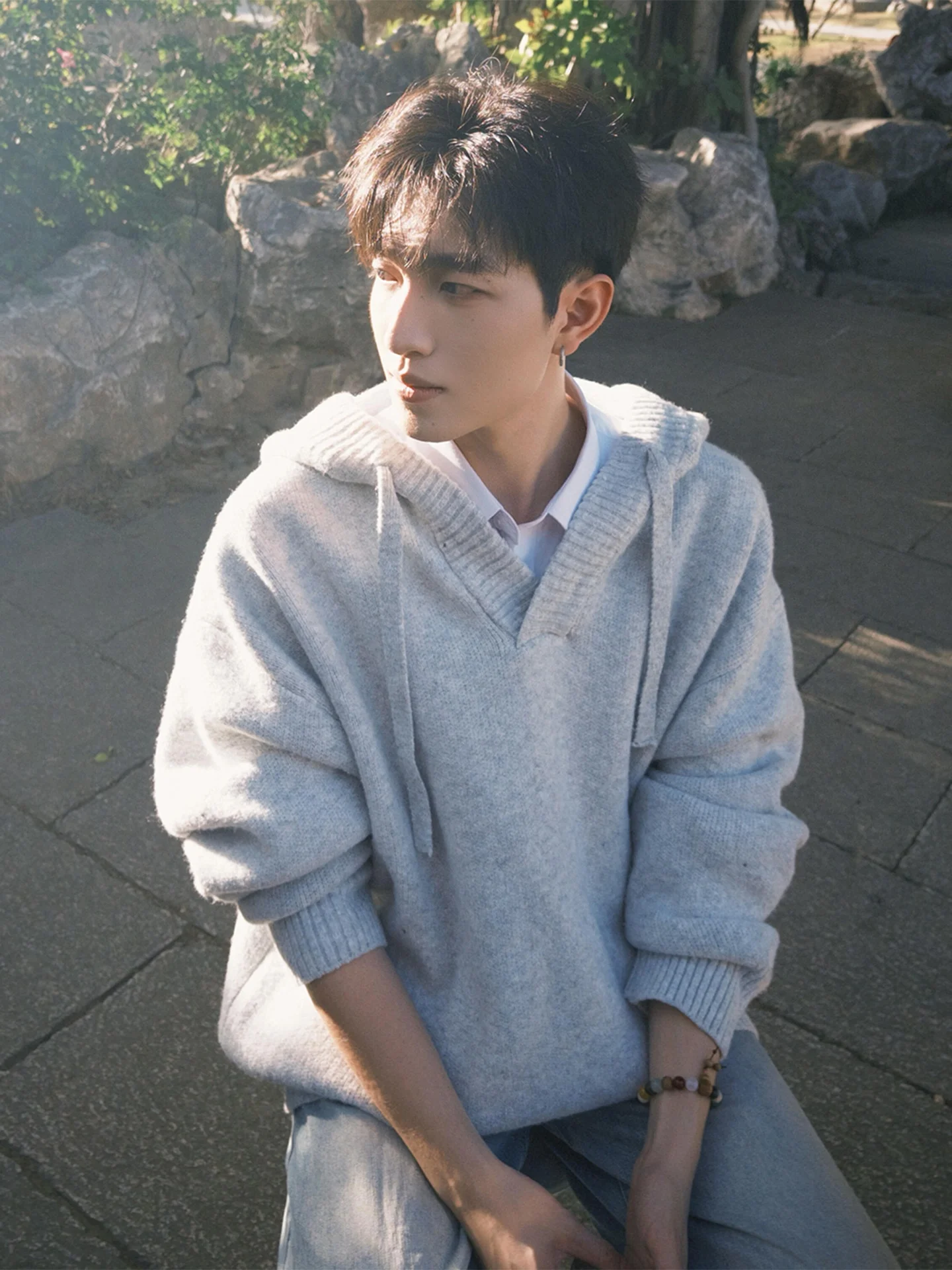 

Soft Thiened V-Ne Hoodie Knitted Sweater Men's Winter Casual Sle Warm American Thiened Winter Inner Wear Hoodie