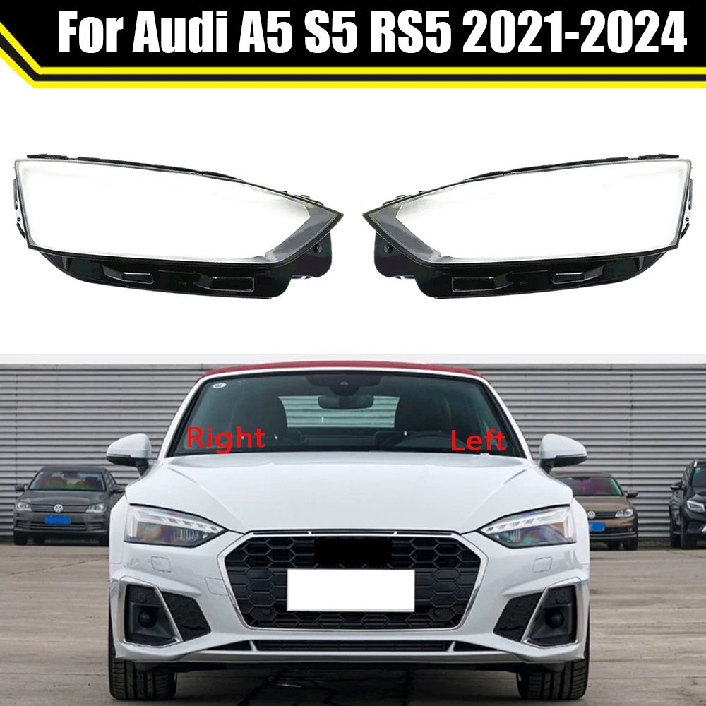 

Car Headlight Cover For Audi A5 S5 RS5 2021-2024 Headlamp Caps Lampshade Lampcover Head Lamp Light Covers Glass Lens Shell