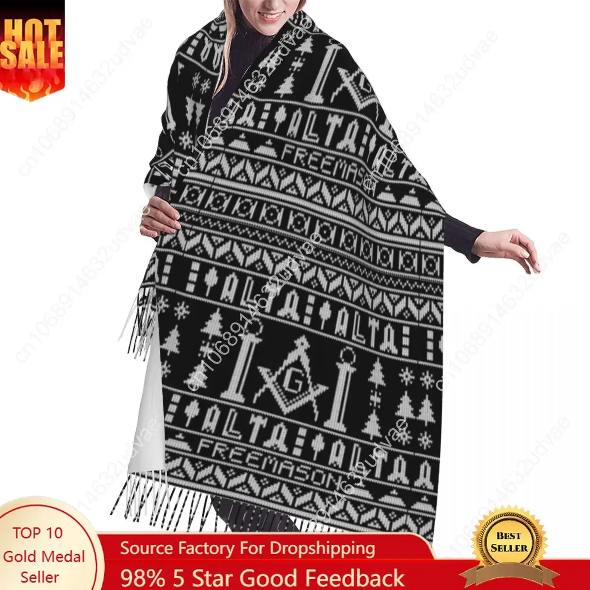 

Masonic Mason Freemason Pattern Custom Printed Scarf Men Women Winter Warm Fashion Versatile Female Scarves Shawl Wrap