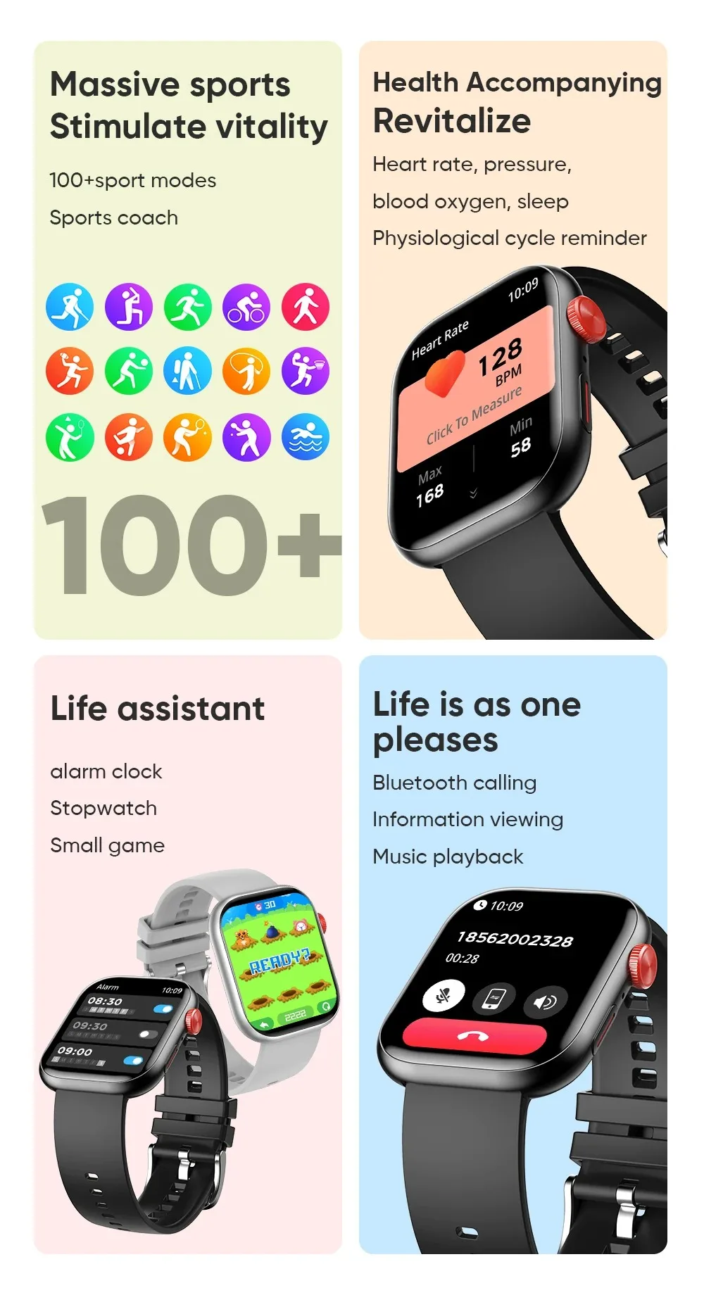 ساعة ذكية للنساء شاشة لمس كاملة بلوتوث دعوة مقاوم للماء الساعات الرياضة جهاز تعقب للياقة البدنية Smartwatch سيدة Reloj Mujer 2025