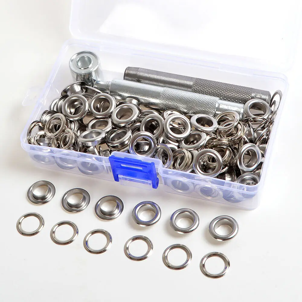 100set Occhiello Punch Die Set di strumenti Artigianato in pelle Banner Kit Occhielli Occhiello Rondella per abbigliamento fai da te Scarpe Cintura