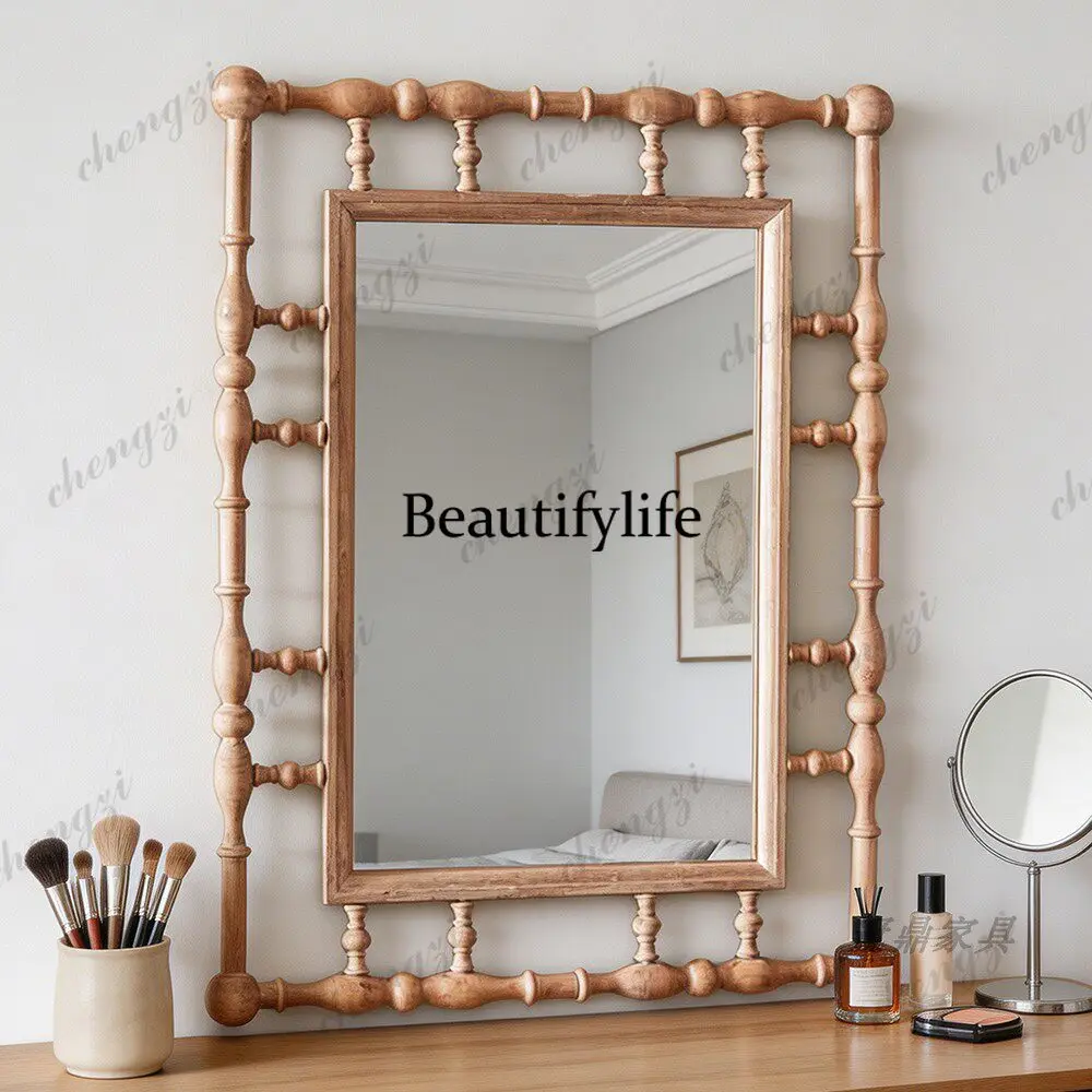European style washstand wall-mounted bathroom mirror new Chinese style bedroom wall-mounted makeup mirror American style