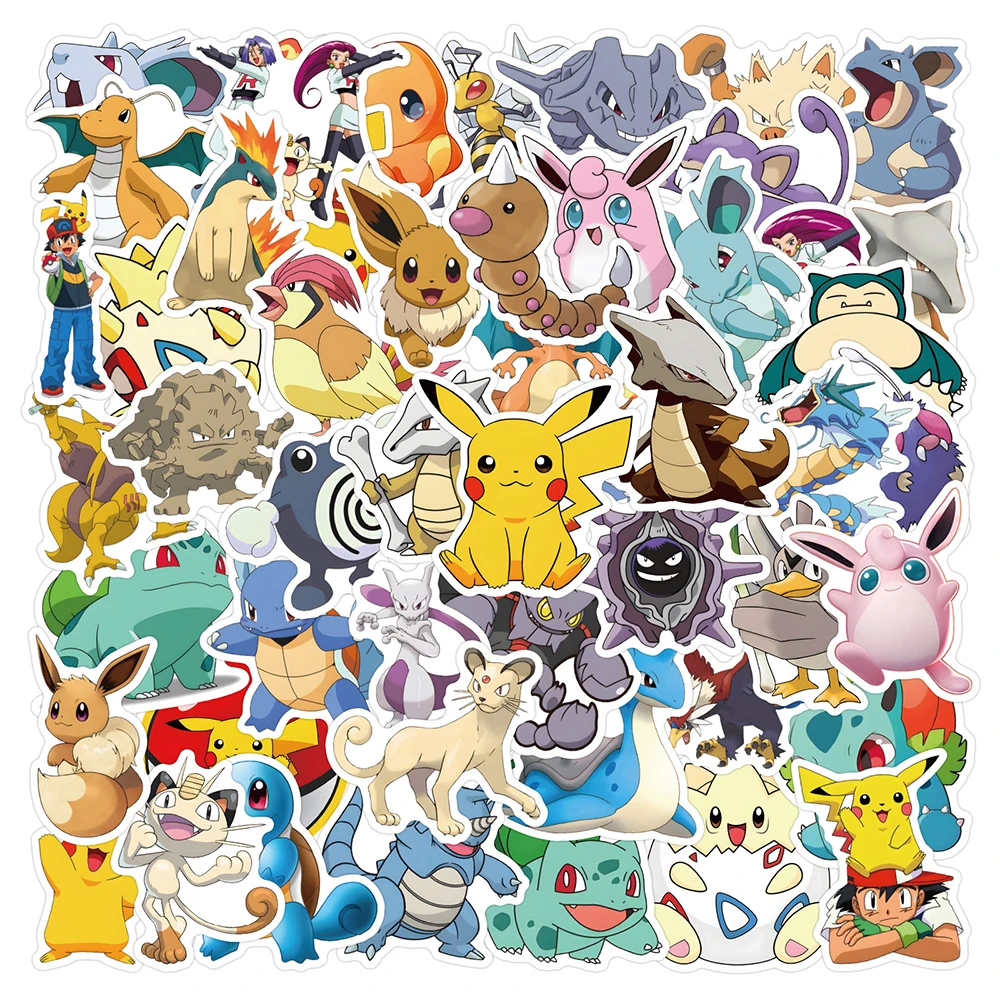 10/50/100/200 Stück Niedliche Anime Pokemon Aufkleber Kawaii Pikachu Eevee Spiel-Sticker für Laptop, Handy, Tagebuch, Dekoration, Klassisches Spielzeug-Aufkleber-Set – Detail 2