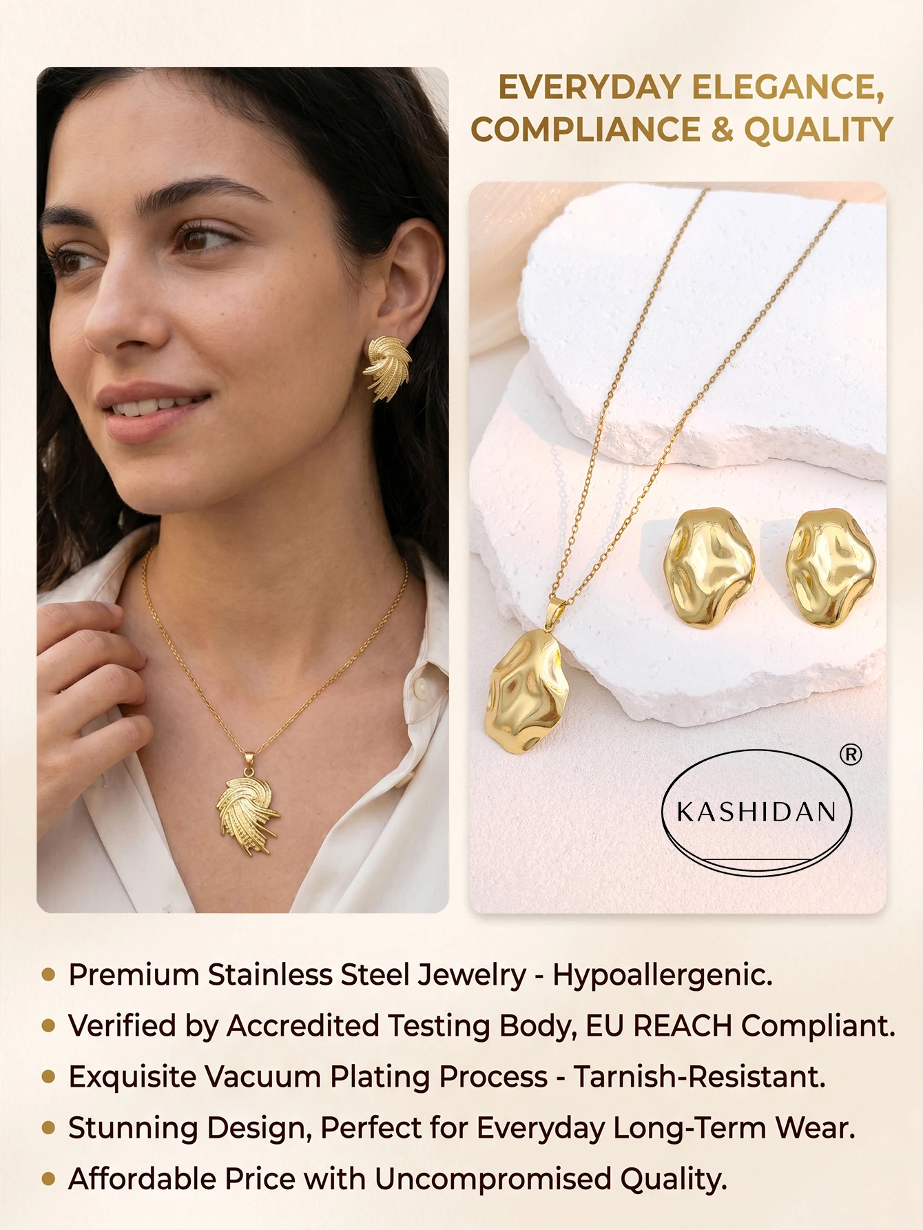 Fashion Stainless Steel Jewelry Set for Women Gold Color Chunky Twisted Rope Door Knocker Set