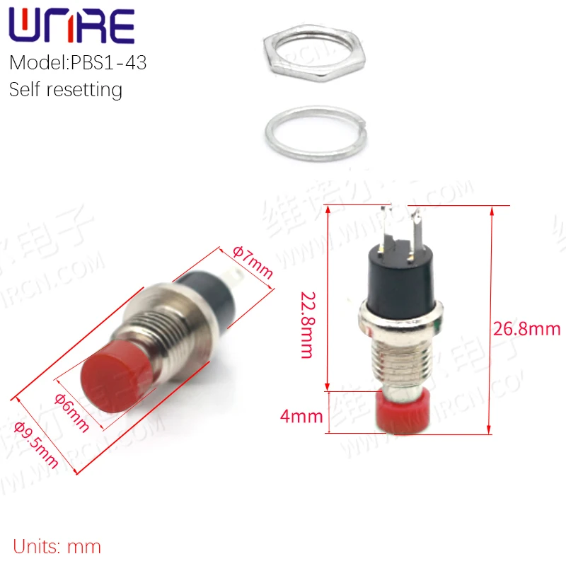 PBS1-43 Circular DS Button Self Resetting Waterproof Small Button Electronic Device Power Button