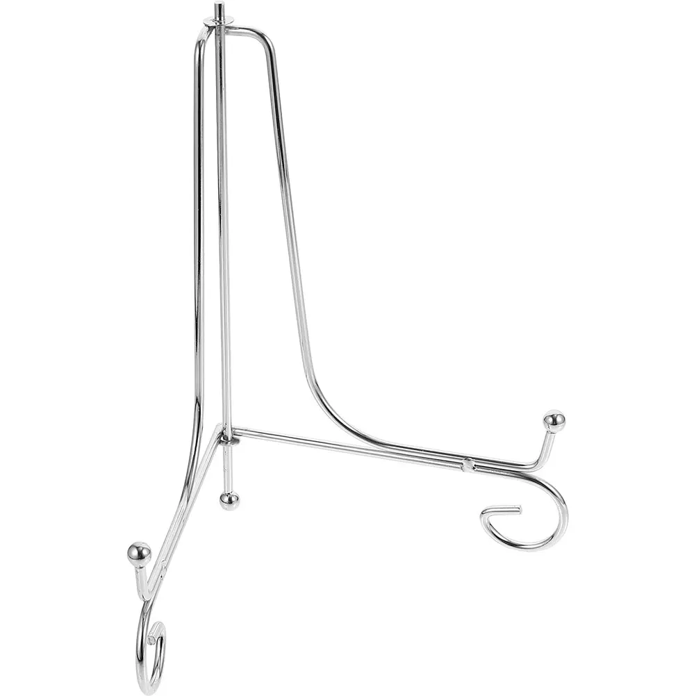 

1pc Iron Plate Display Stand Easel Rack for Discs Dishes Decorative Silver Office Organizer Storage Solution