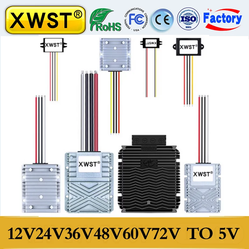 

XWST Step Down Power Supply 12V 24V 36V 48V 60V 72V to 5V DC Dc Buck Converter 8-85V to 5V Voltage Regulator Transform Module