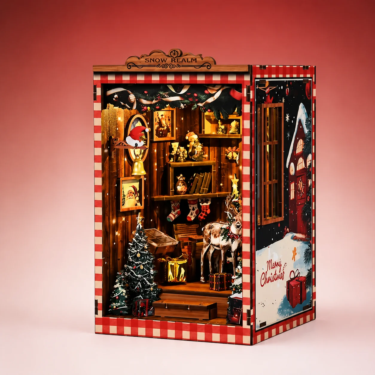 Model Kit Wood - Christmas Book Nook Kit DIY 3D
