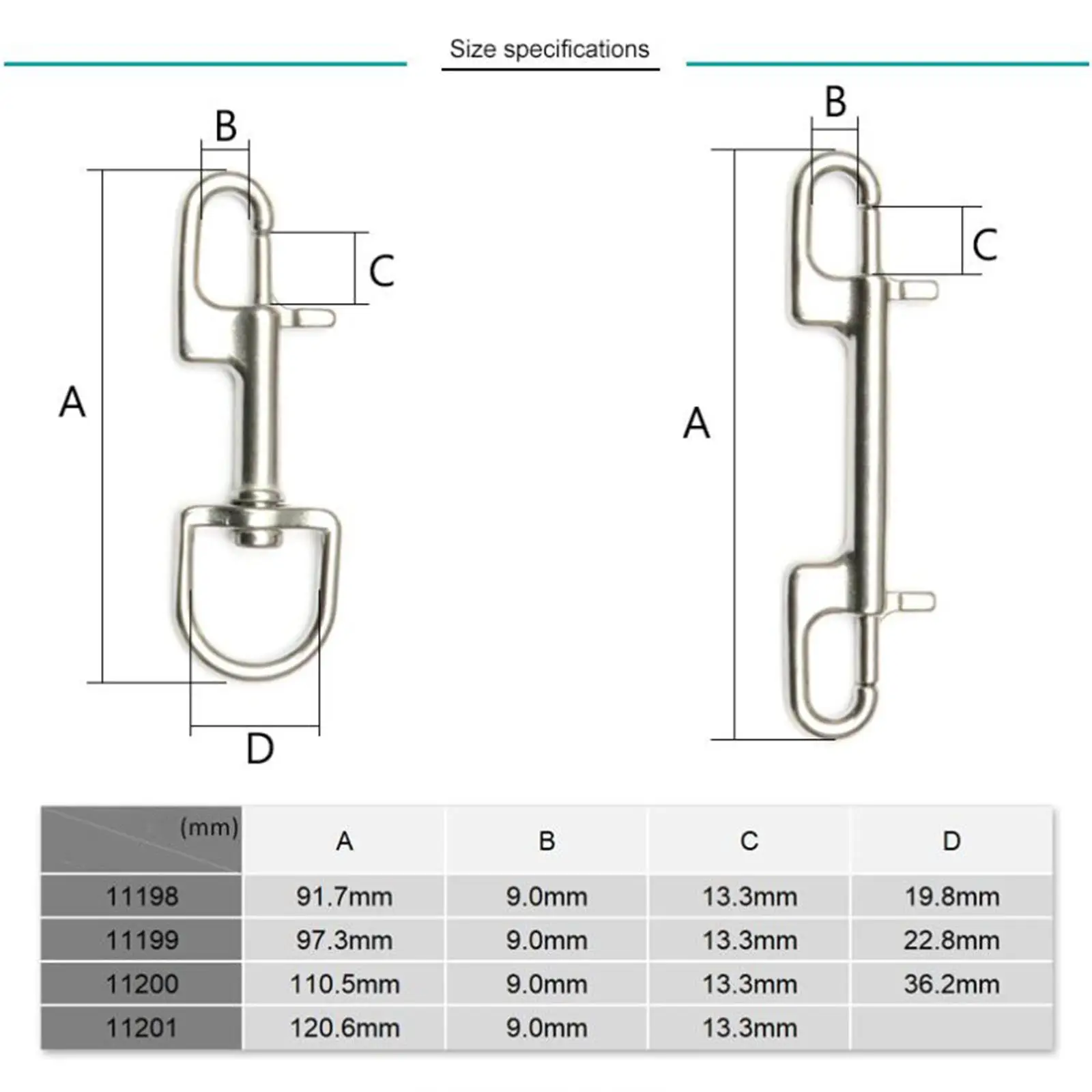 Stainless Steel Swivel Snap Hook Clip Dive Bolt Snap Hook Single Ended Hook Buckle For Scuba Diving Part Tool Accessories