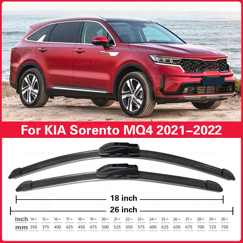 

Car Front Wiper Blades For KIA Sorento MQ4 2021 2022 Windshield Windscreen Window Auto Accessories U J Hook 26"+18"